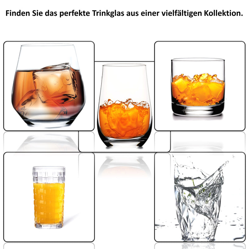 Ästhetische Trinkgläser Wasserglas Kristallglas Saftglas longdrinkgläser 280ml coktailgläser gläser set 6 teilig MOD-3