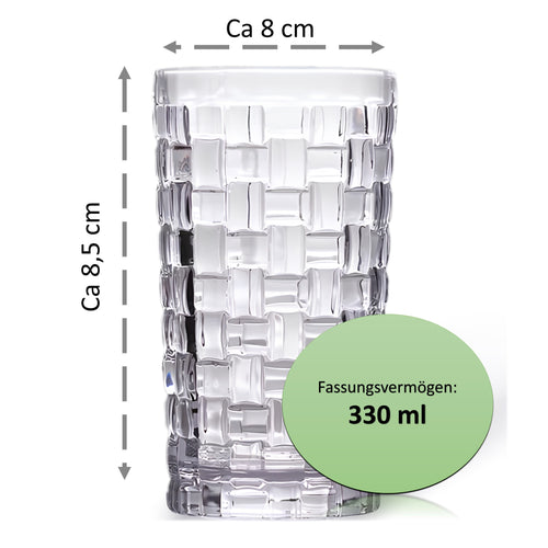 Wasser, Saft und Cocktails Gläser Set 6 Teilig 330 ml latte gläser Kristallgläser Cocktail glass spülmaschinenfest eiskaffee gläser MOD-7