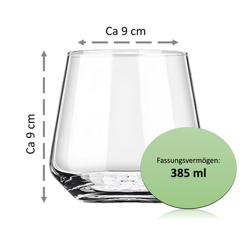 Trinkgläser Set 6er Set Wasserglas für Wasser Softdrinks Saftglas 385ml gläser trinkgeschirr spülmaschinenfest MOD-9